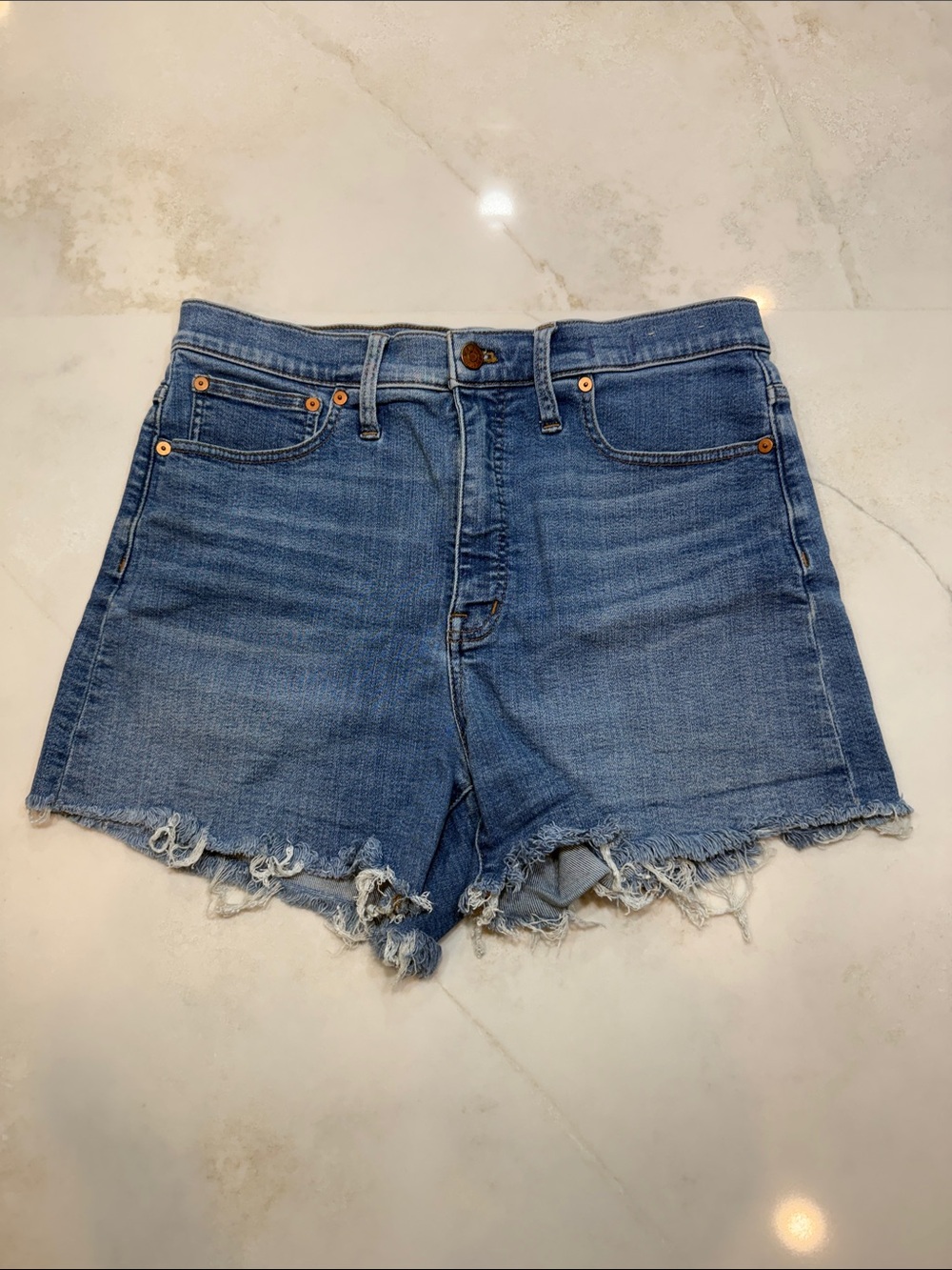 Madewell Light Blue Distressed Denim Cutoff Shorts